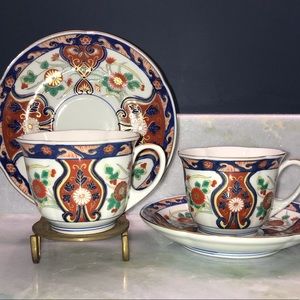 Vintage Imari Teacup and Saucer Pair